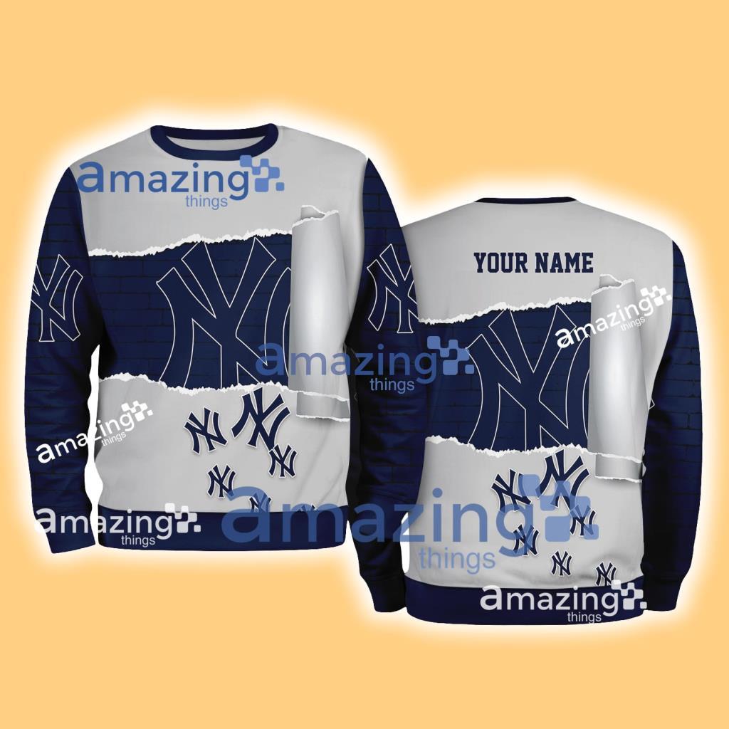 New York Yankees MLB Sporty Color Custom Name Christmas Ugly Sweater Gift For Fans image New York Yankees MLB Sporty Color Custom Name Christmas Ugly Sweater Gift For Fans Product Photo 1