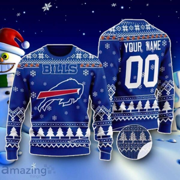 NFL Buffalo Bills Snowflake 3D Knitted Christmas Sweater Custom Number And Name Product Photo 1