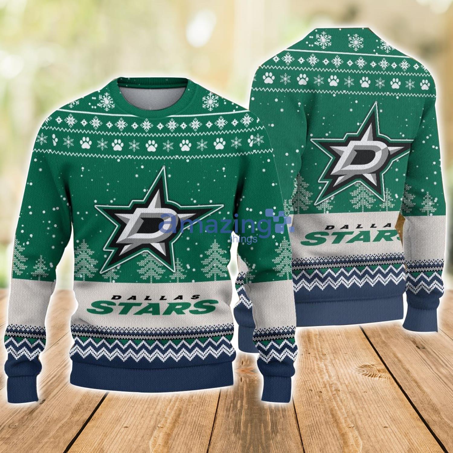 NHL Dallas Stars Hockey Team Logo Ugly Christmas Sweater Sports Team Family Christmas Gift image NHL Dallas Stars Hockey Team Logo Ugly Christmas Sweater Sports Team Family Christmas Gift Product Photo 1