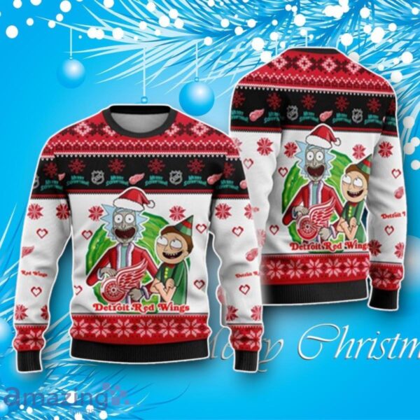 Nhl Detroit Red Wings Rick And Morty Ugly Christmas Sweater Impressive Gift Product Photo 1