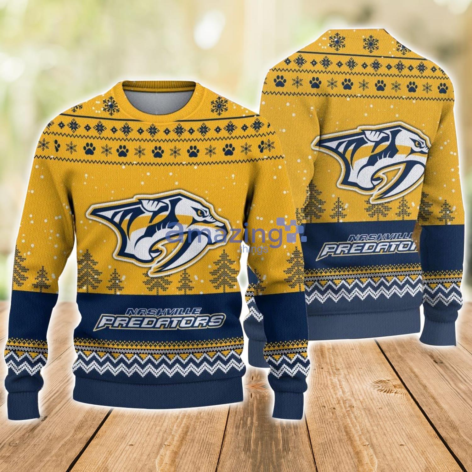 NHL Nashville Predators Hockey Team Logo Ugly Christmas Sweater Sports Team Family Christmas Gift image NHL Nashville Predators Hockey Team Logo Ugly Christmas Sweater Sports Team Family Christmas Gift Product Photo 1
