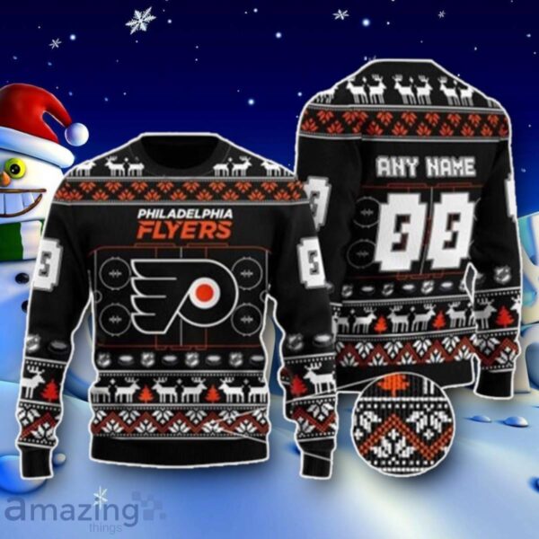 NHL Philadelphia Flyers Custom Name Number Black Stadium Ugly Christmas Sweater Best Gift Product Photo 1