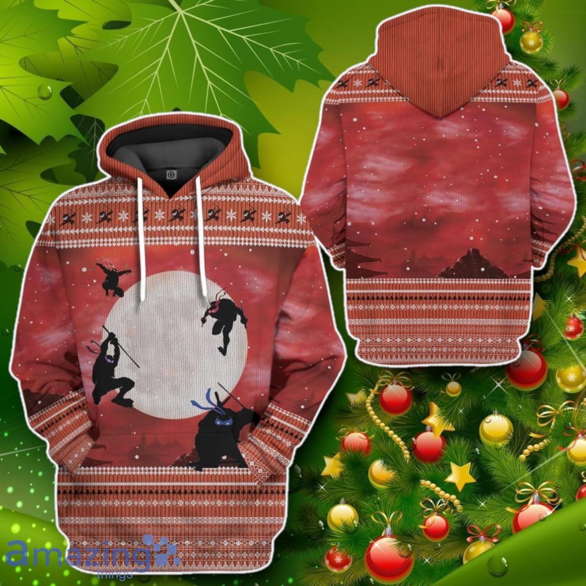 Ninja Ugly Christmas Sweater Custom Impressive Gift image Ninja Ugly Christmas Sweater Custom Impressive Gift Product Photo 2
