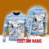 North Carolina NCAA Snoopy Cute Christmas Ugly Sweater 3D Gift For Fans Custom Name