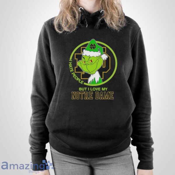 Notre Dame Fighting Irish Grinch I Hate People But I Love My Notre Dame Christmas Holiday Shirt Sweatshirt Hoodie - Unisex Pullover Hoodie