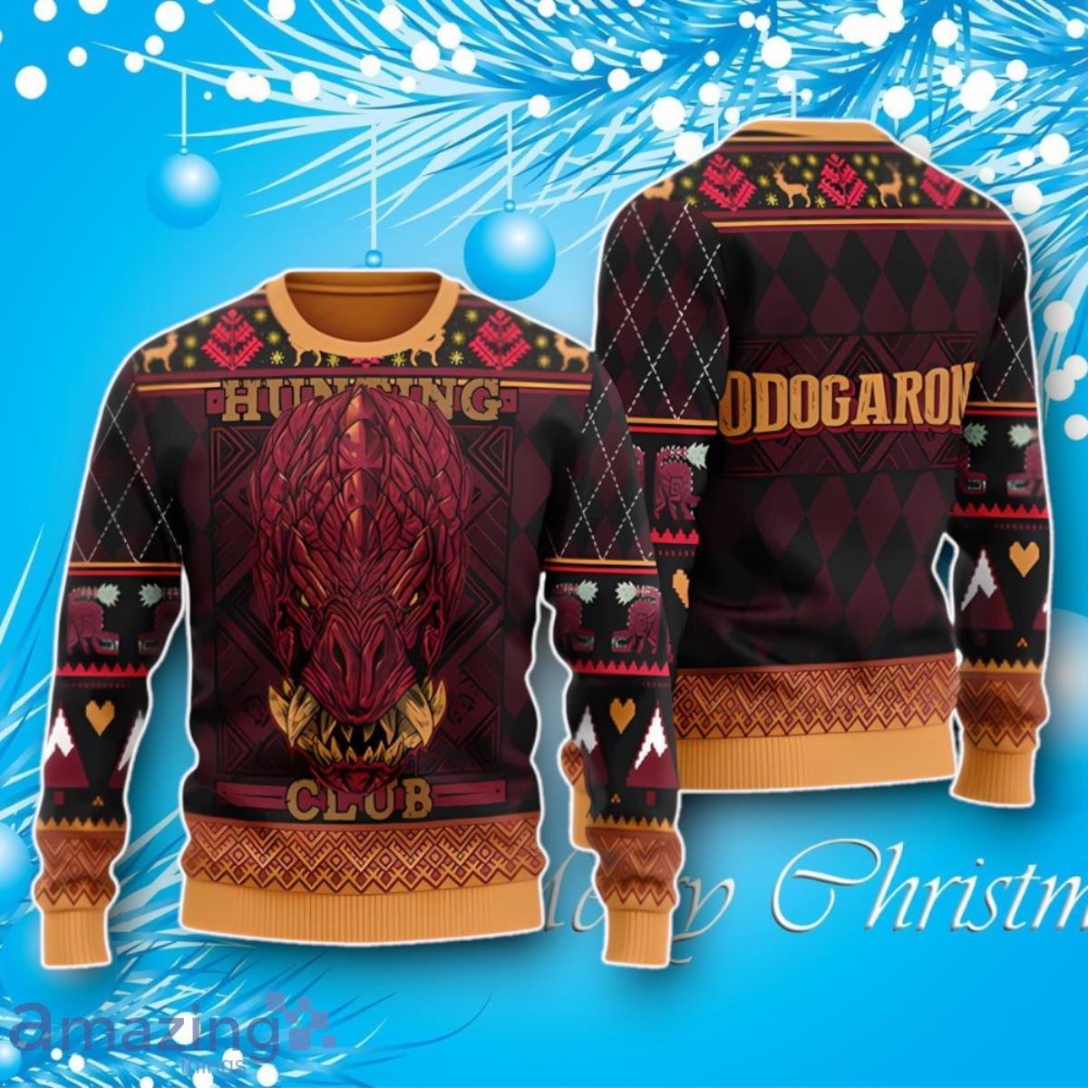 Odogaron Monster Hunter Unisex Ugly Christmas Sweater Impressive Gift image Odogaron Monster Hunter Unisex Ugly Christmas Sweater Impressive Gift Product Photo 1