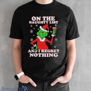 Official The Grinch Kansas City Chiefs On The Naughty List And I Regret Nothing Christmas 2023 Shirt - Black Unisex T-Shirt