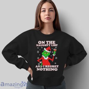 Official The Grinch Kansas City Chiefs On The Naughty List And I Regret Nothing Christmas 2023 Shirt - Sweatshirt