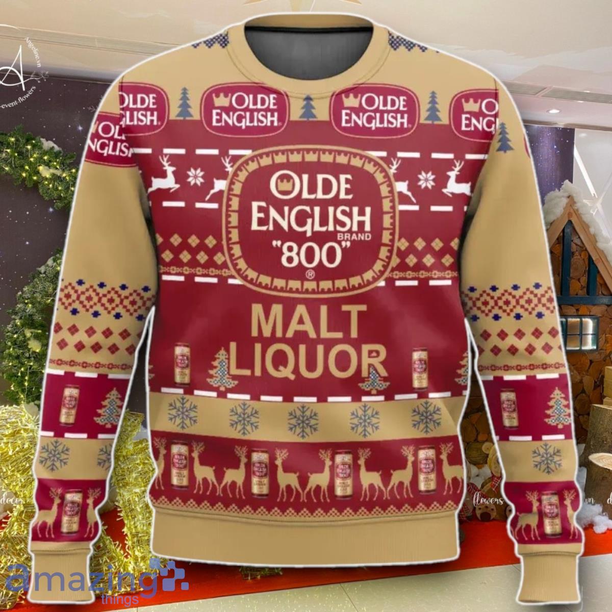 Olde English Malt Liquor Ugly Christmas Sweater Best Gift For Men And Women image Olde English Malt Liquor Ugly Christmas Sweater Best Gift For Men And Women Product Photo 1