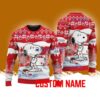 Ole Miss Rebels NCAA Snoopy Cute Christmas Ugly Sweater 3D Gift For Fans Custom Name