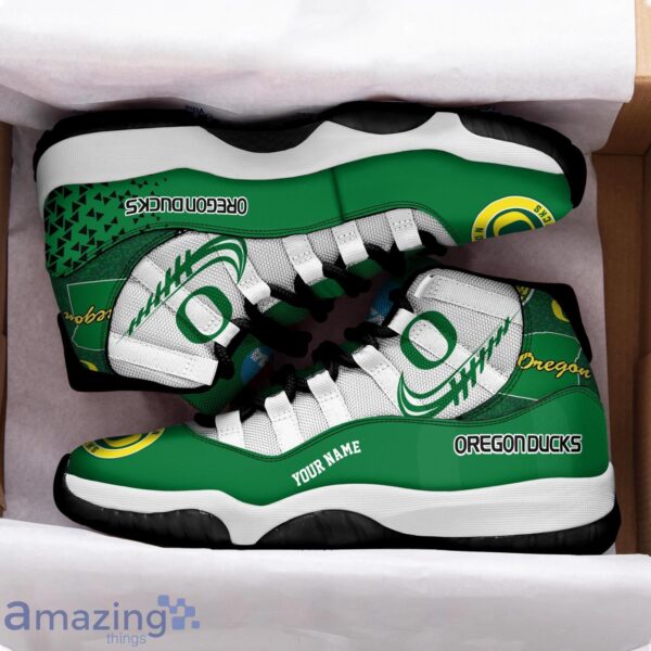 Oregon Ducks Air Jordan 11 Sneakers Custom Name Sport Team Shoes For Men And Women Product Photo 2