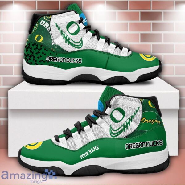 Oregon Ducks Air Jordan 11 Sneakers Custom Name Sport Team Shoes For Men And Women Product Photo 1