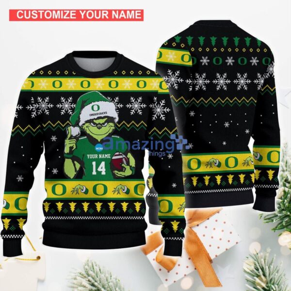 Oregon Ducks Team Logo Ugly Chrismas Ugly Sweater Custom Name And Number For Fans Product Photo 1