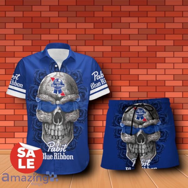 Pabst Blue Ribbon Sukull Rose 3D Hawaiian Shirt & Shorts For Men Women Product Photo 1