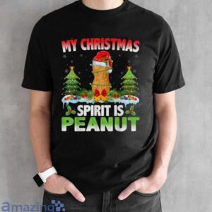 Peanut Wearing Santa Hat - My Christmas Spirit Is Peanut T-Shirt - Black Unisex T-Shirt