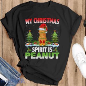 Peanut Wearing Santa Hat - My Christmas Spirit Is Peanut T-Shirt - Black T-Shirt