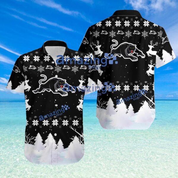 Penrith Panthers NRL Snow Pine Christmas Tropical Hawaiian Shirt Product Photo 1