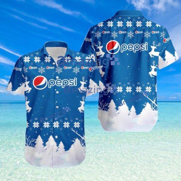 Pepsi Logo Sport Christmas Pattern Hawaiian Shirt Product Photo 1
