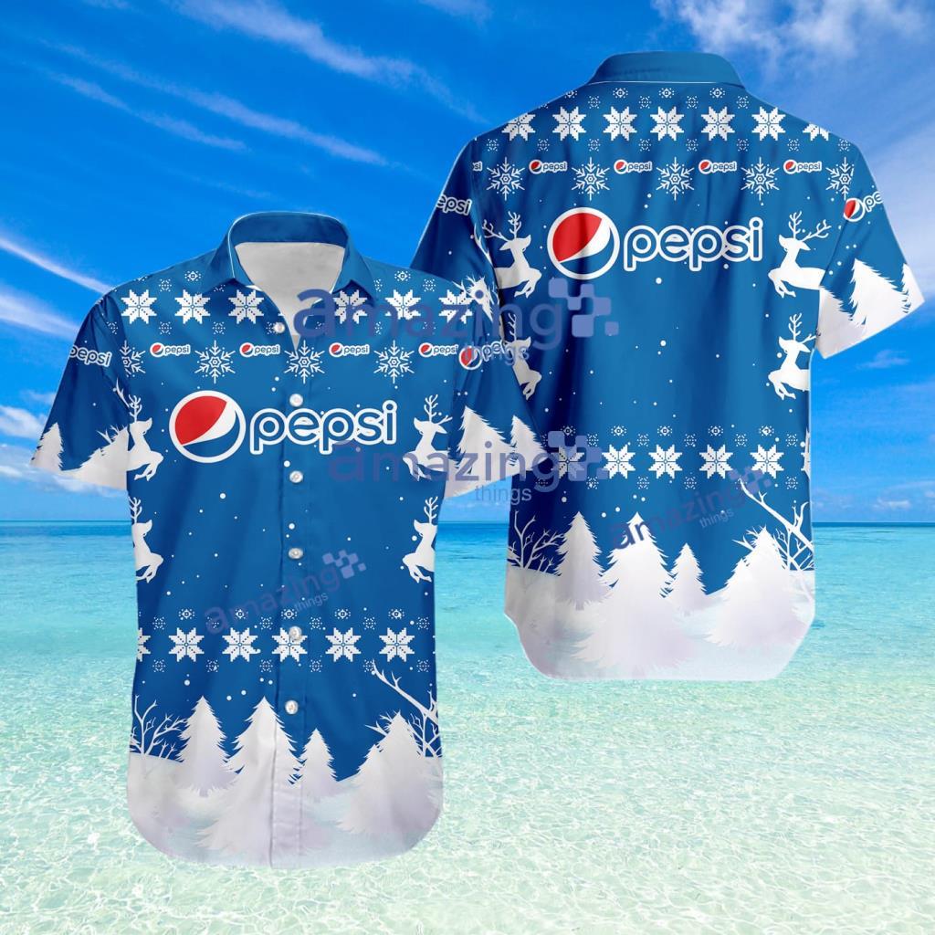 Pepsi Logo Sport Christmas Pattern Hawaiian Shirt image Pepsi Logo Sport Christmas Pattern Hawaiian Shirt Product Photo 1