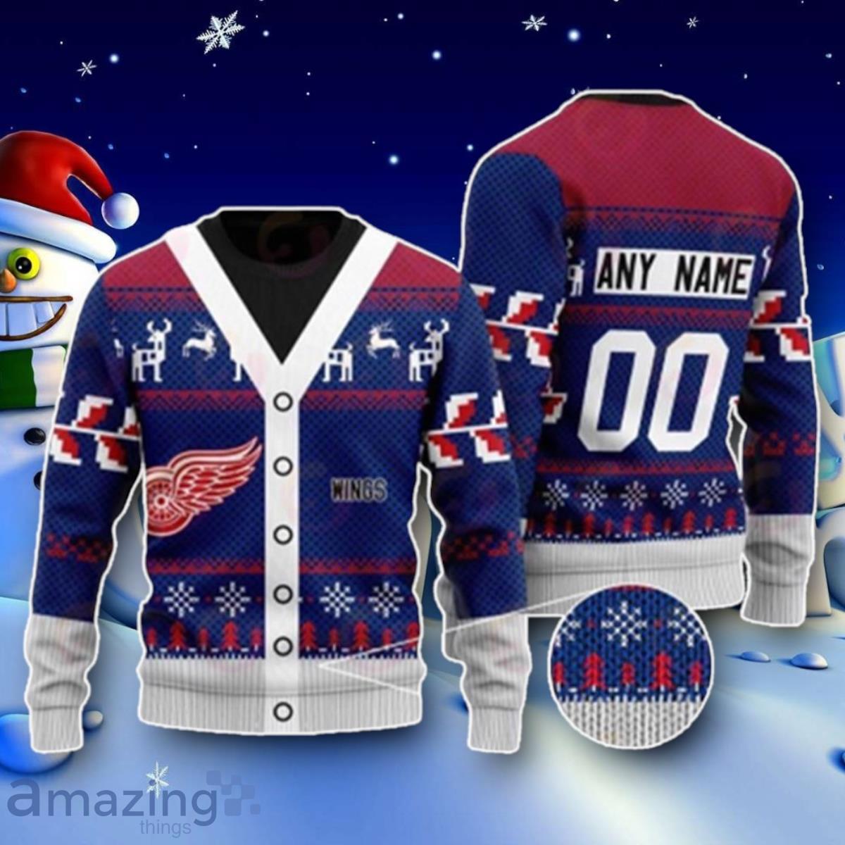 Personalized NHL Detroit Red Wings Elk Pattern Ugly Christmas Sweater Best Gift image Personalized NHL Detroit Red Wings Elk Pattern Ugly Christmas Sweater Best Gift Product Photo 1