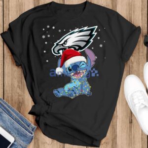 Philadelphia Eagles NFL Stitch Merry Christmas T Shirt Product Photo 2