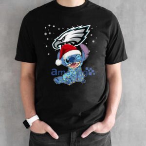 Philadelphia Eagles NFL Stitch Merry Christmas T Shirt Product Photo 3