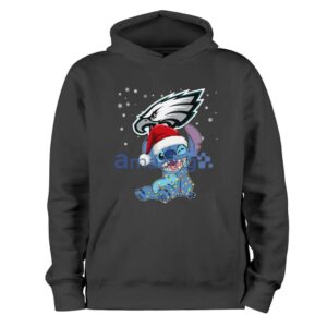 Philadelphia Eagles NFL Stitch Merry Christmas T Shirt Product Photo 1