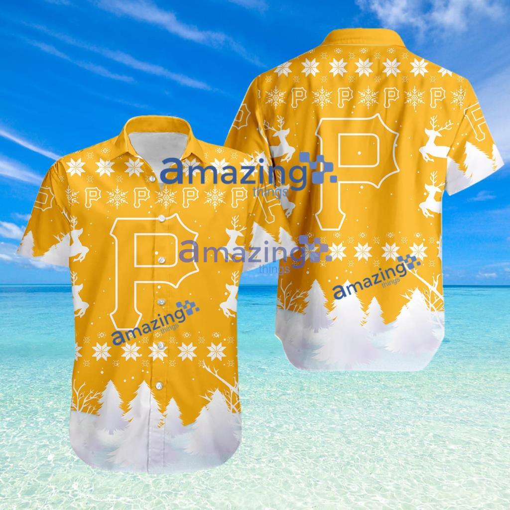 Pittsburgh Pirates MLB Snow Pine Christmas Tropical Hawaiian Shirt image Pittsburgh Pirates MLB Snow Pine Christmas Tropical Hawaiian Shirt Product Photo 1