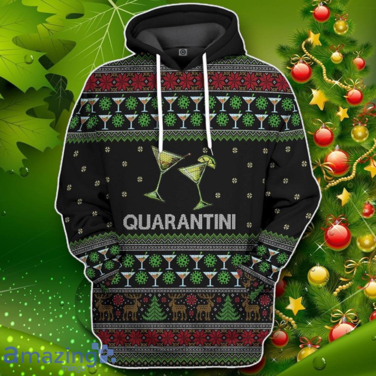 Quarantini Ugly Christmas Sweater Custom Tshirt Impressive Gift image Quarantini Ugly Christmas Sweater Custom Tshirt Impressive Gift Product Photo 1