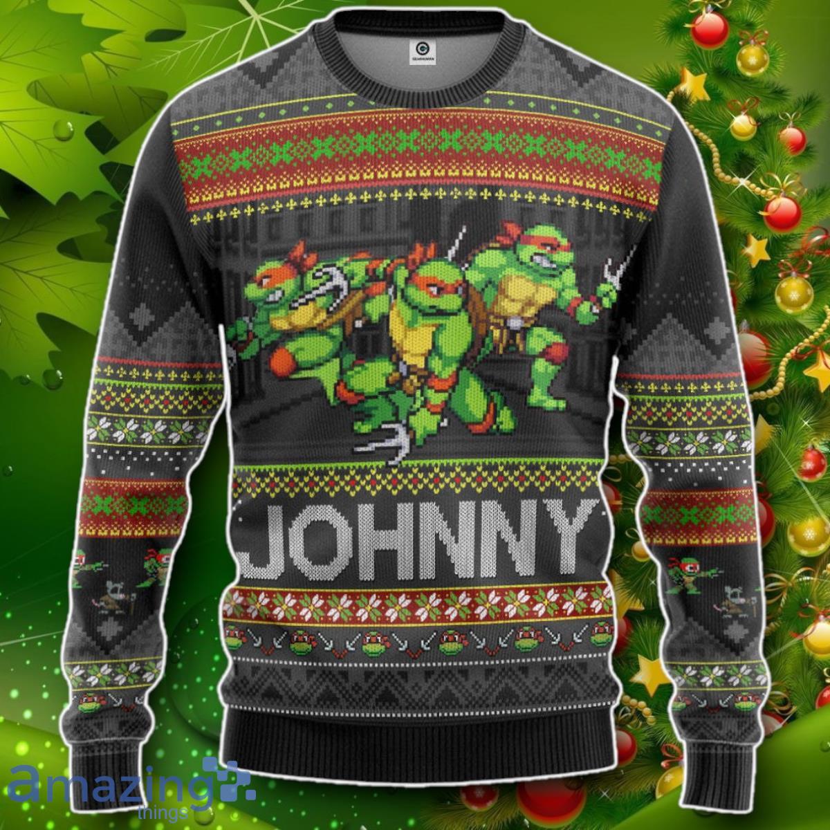 Raphael TMNT Ugly Christmas New Style Custom Name Ugly Sweater Impressive Gift image Raphael TMNT Ugly Christmas New Style Custom Name Ugly Sweater Impressive Gift Product Photo 1