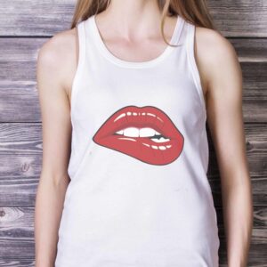 Red Lips T Shirt, Expressive Lips, Cute Gift for Girl Friend, Sugar Lips Sweatshirt image Red Lips T-Shirt, Expressive Lips, Cute Gift for Girl Friend, Sugar Lips Sweatshirt - White Ladies Tank Top