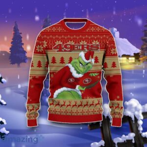 San Francisco 49ers Grinch Ugly Christmas 3D Sweater Impressive Gift Product Photo 2