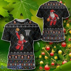 Santa Claus Basketball Xmas Ugly Sweater Custom Tshirt Impressive Gift Product Photo 2