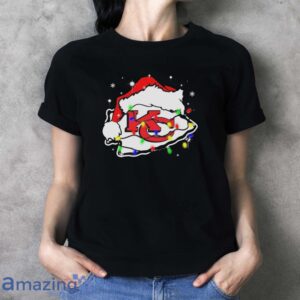 Santa Hat Kansas City Chiefs Logo Christmas Light Shirt - Ladies T-Shirt
