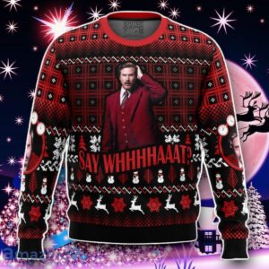 Say Whhhhaaat Anchorman Ugly Christmas Sweater Style Gift Product Photo 1
