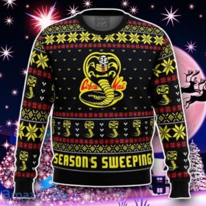Season’s Sweepings Cobra Kai Karate Kid Ugly Christmas Sweater Style Gift Product Photo 1