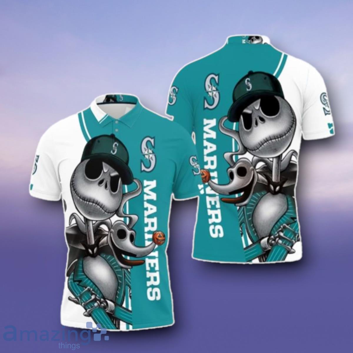 Seattle Mariners Jack Skellington And Zero Polo Shirts Best Gift image Seattle Mariners Jack Skellington And Zero Polo Shirts Best Gift Product Photo 1