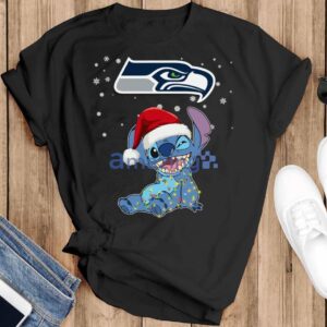 Seattle Seahawks NFL Stitch Merry Christmas T Shirt image Seattle Seahawks NFL Stitch Merry Christmas T Shirt Product Photo 2