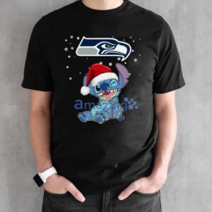 Seattle Seahawks NFL Stitch Merry Christmas T Shirt image Seattle Seahawks NFL Stitch Merry Christmas T Shirt Product Photo 3