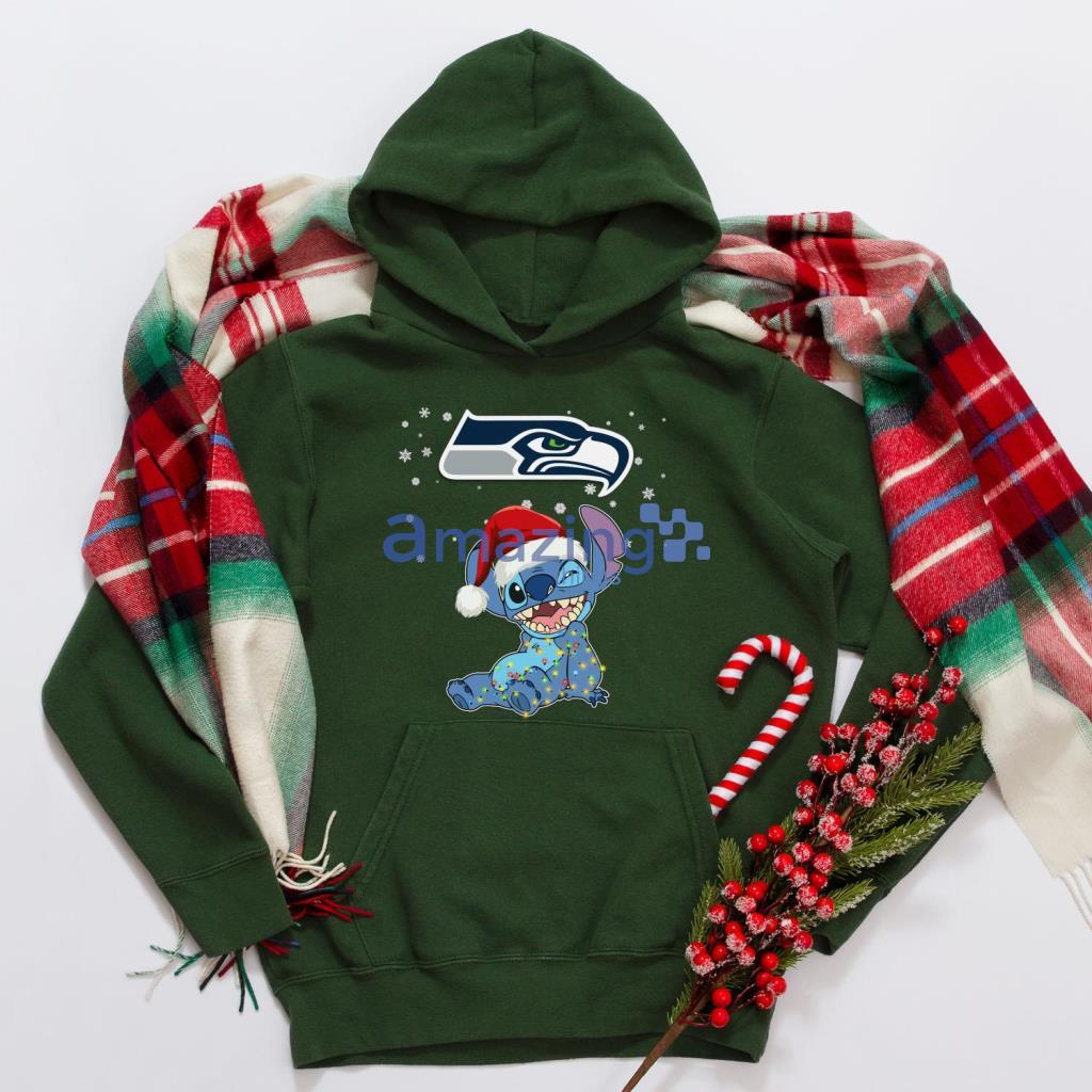 Seattle Seahawks NFL Stitch Merry Christmas T Shirt image Seattle Seahawks NFL Stitch Merry Christmas T Shirt Product Photo 4