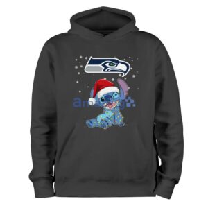 Seattle Seahawks NFL Stitch Merry Christmas T Shirt Product Photo 1