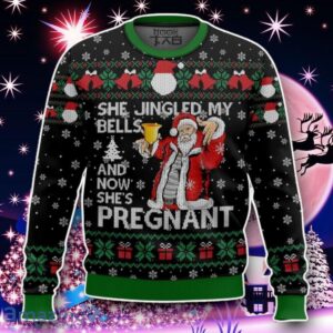 She Jingled My Bells And Now She’s Pregnant, Funny Christmas Ugly Sweater Style Gift Product Photo 1