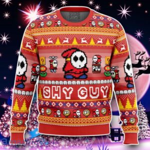 Shy Guy Mario Bros Ugly Christmas Sweater Style Gift Product Photo 1
