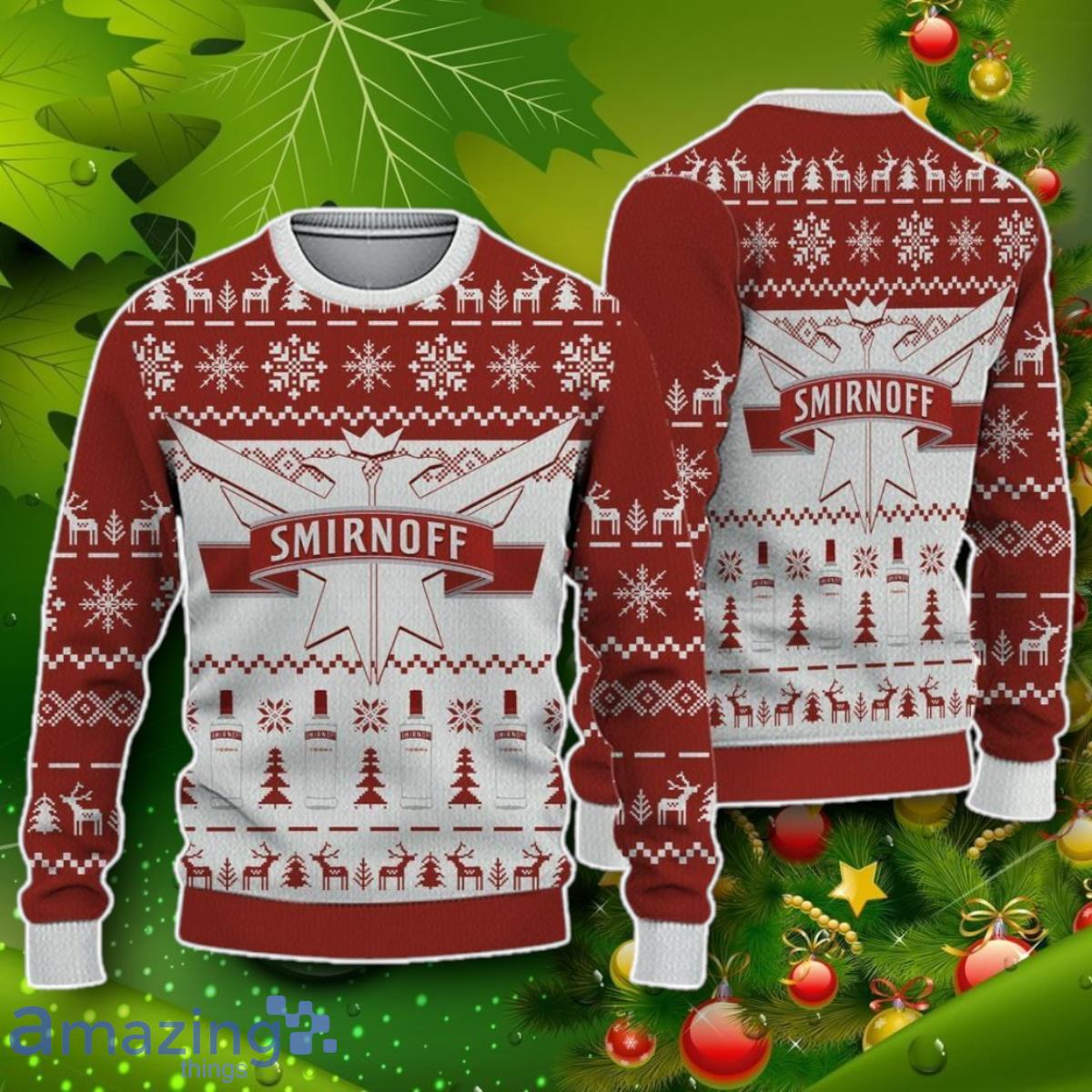 Smirnoff Ugly Sweater Beer Drinking Ugly Christmas Sweater Impressive Gift Jumper image Smirnoff Ugly Sweater Beer Drinking Ugly Christmas Sweater Impressive Gift Jumper- Product Photo 1