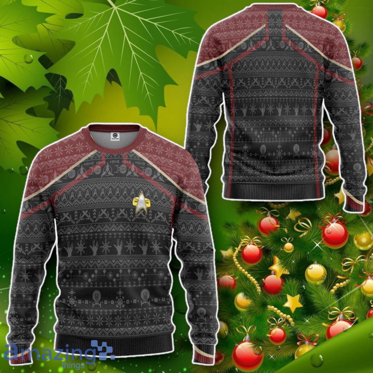 S.T Picard Red Ugly Christmas Custom Ugly Sweater Impressive Gift image S.T Picard Red Ugly Christmas Custom Ugly Sweater Impressive Gift Product Photo 2