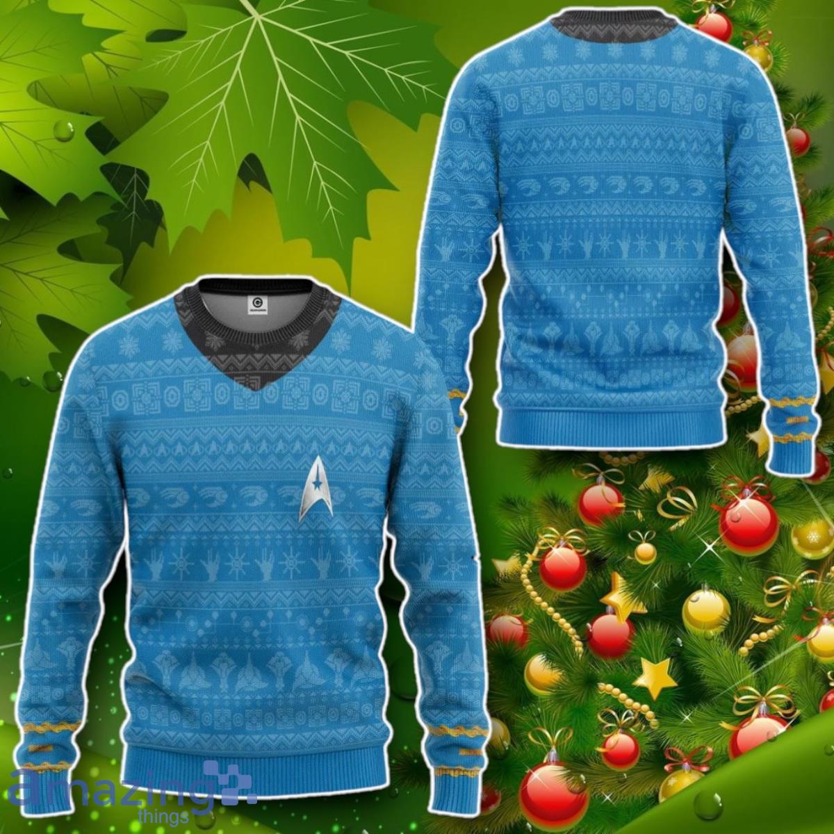 S.T The Original Series Blue Ugly Christmas Custom Ugly Sweater Impressive Gift image S.T The Original Series Blue Ugly Christmas Custom Ugly Sweater Impressive Gift Product Photo 2