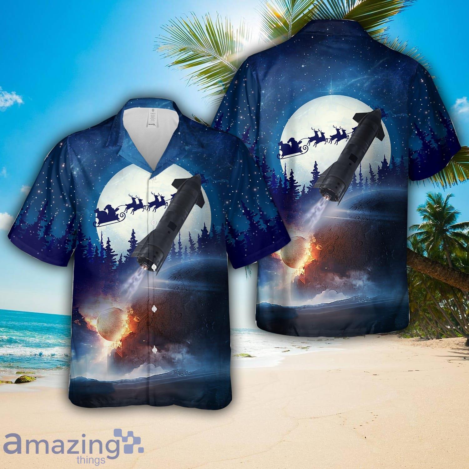 Starship SN10 High Altitude Flight Test Christmas 3D Printed Hawaiian Shirt image Starship SN10 High-Altitude Flight Test Christmas 3D Printed Hawaiian Shirt Product Photo 1