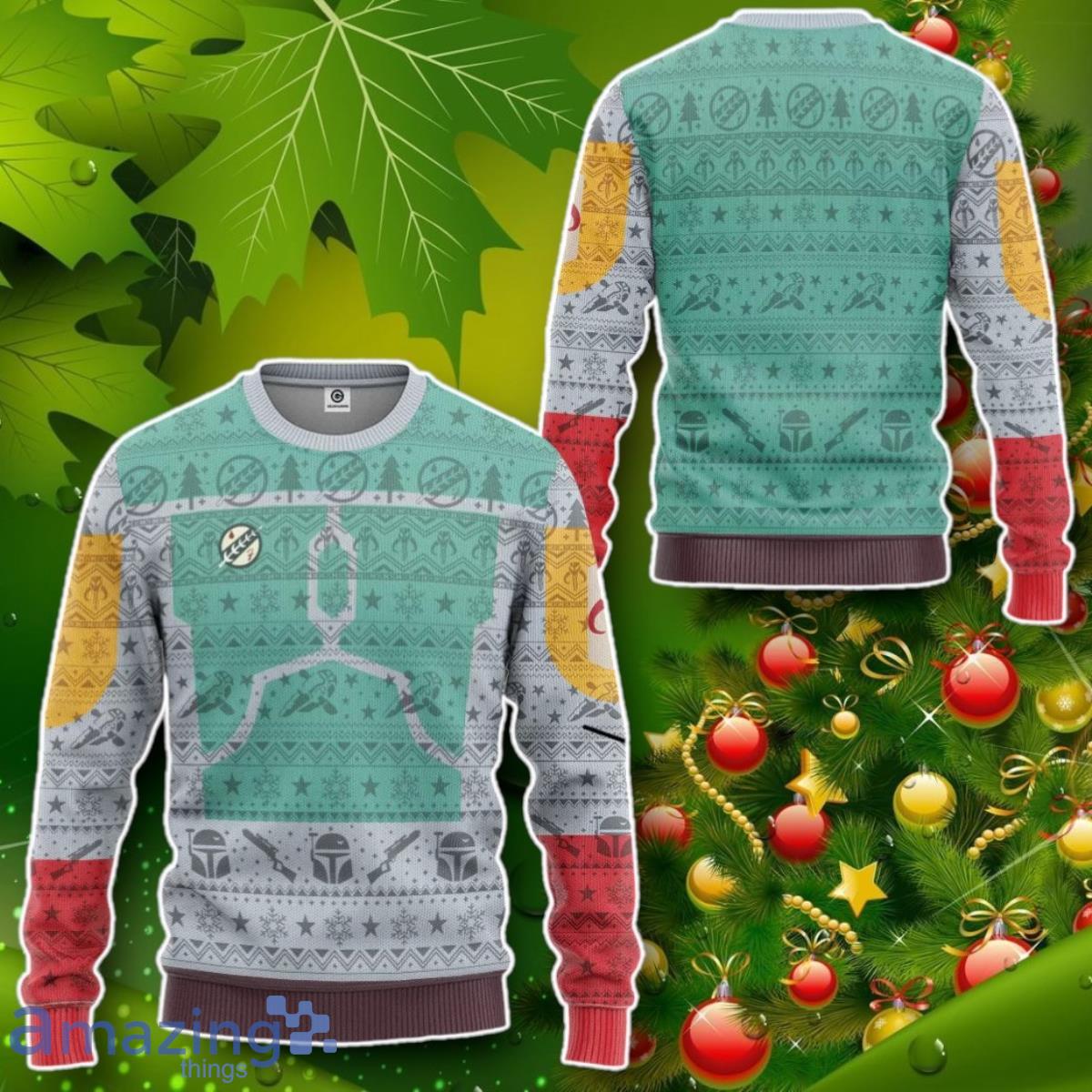 S.W Boba Fett Ugly Christmas Custom Ugly Sweater Impressive Gift image S.W Boba Fett Ugly Christmas Custom Ugly Sweater Impressive Gift Product Photo 2