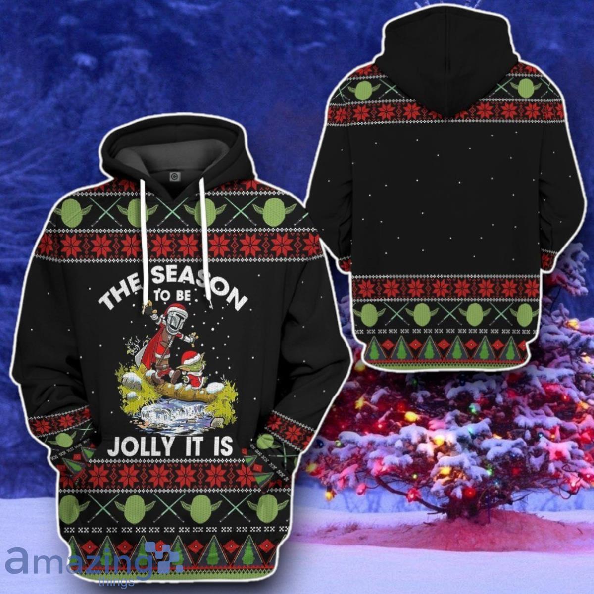 S.W Yoda And Mandalorian Christmas Ugly Sweater Tshirt Hoodie Apparel Style Gift image S.W Yoda And Mandalorian Christmas Ugly Sweater Tshirt Hoodie Apparel Style Gift Product Photo 2