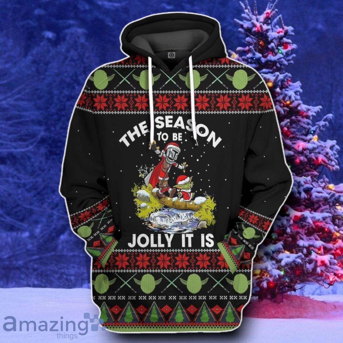 S.W Yoda And Mandalorian Christmas Ugly Sweater Tshirt Hoodie Apparel Style Gift image S.W Yoda And Mandalorian Christmas Ugly Sweater Tshirt Hoodie Apparel Style Gift Product Photo 1